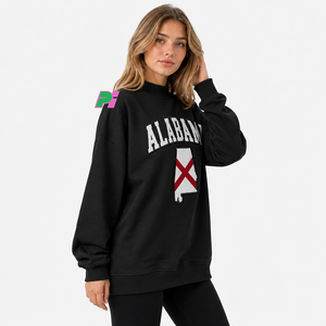 Sudadera de cuello alto para mujer con letras de ALABAMA en aplique, mapa del estado, forro polar grueso, estilo oversize. - Product Image 4