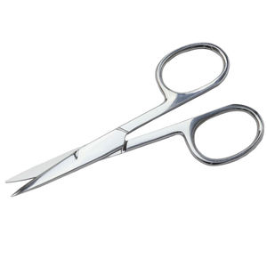 Red Handle Beauty Scissors Curved Stainless Steel Nail Eyebrow Cuticle Scissors Right Handed Custom Label - Product Image 3