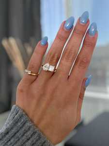 แหวนเพชรทรงลูกแพร์และทรงปรินเซส 1.50 กะรัต เพาะเลี้ยงในห้องปฏิบัติการ ดีไซน์ Toi et Moi สำหรับผู้หญิง ทองคำแท้ 14K ของขวัญวันครบรอบสุดหรูสำหรับคู่รัก - Product Image 4