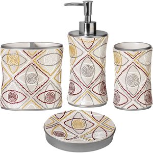 Ensemble d'accessoires de salle de bain élégant 4 pièces Sedona pour la maison, comprenant un distributeur de savon pour la douche, un gobelet, un porte-brosse à dents et un porte-dentifrice - Product Image 1