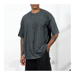 T-shirts personnalisés pour hommes, coupe ample, effet délavé, épaules tombantes, 100% coton, séchage rapide - Product Image 2