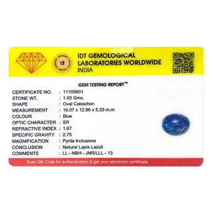 Natural Lapis Lazuli Loose Gemstone-9.65 Carat Certified Pear Cabochon - Product Image 4