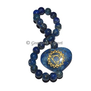 Pulsera de Lapislázuli para el Chakra de la Garganta - Accesorio de Moda con Cristal Grabado - Product Image 3