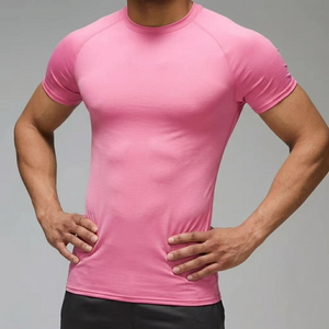 Camiseta deportiva de algodón elástico con cuello redondo y corte ajustado para hombre - Product Image 3