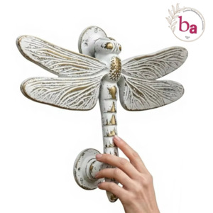 Shabby Chic Dragonfly Cast Iron <b>Door</b> Knocker Waterproof Eco-Friendly Self-adhesive Outdoor Entryway Decor Metal Wall Mount White - Product Image 5