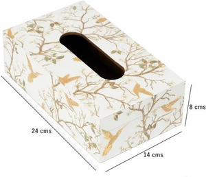 Resin Tissue Box with <b>Sticker</b> Pasting Painted Finish Handmade Elegant Design Customized Shape Florals Pattern Genuine - Product Image 4