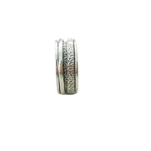 Bagues tournantes en argent sterling 925 tendance, bague tournante vintage en argent sterling 925 avec motif végétal, bague unisexe à bande unie, cadeau - Product Image 2