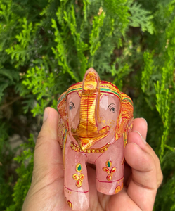 Hand Painted Pink Rose Quartz <b>Elephant</b> Statue Decorative Gemstone Animal Figurine Vastu Feng Shui Home <b>Decor</b> Gift - Product Image 2