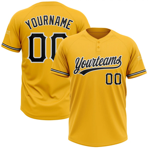 Maillot de baseball personnalisé pour hommes, manches courtes, jaune, sublimé, coupe classique, vêtements d'équipe pour adultes - Product Image 6