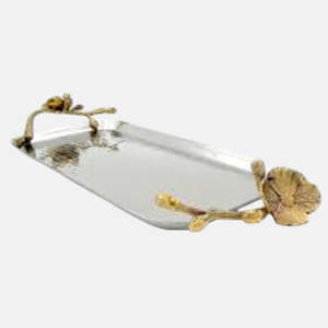 Luxury Silver Custom Metal Eco-Friendly Decorative <b>Bathroom</b> Used <b>Tray</b> with Black Metal Antlers Handles Dishwasher Safe Handmade - Product Image 3