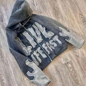 Sweat à capuche brodé 3D pour homme, logo en relief, streetwear, pull-over, fournisseur en gros personnalisé - Product Image 5