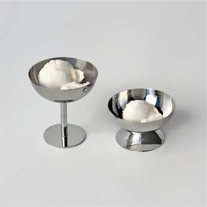 Bol à glace moderne en acier inoxydable, coupe à dessert sur pied, verre à fruits en métal argenté pour sundae, idéal pour hôtels et restaurants - Product Image 5