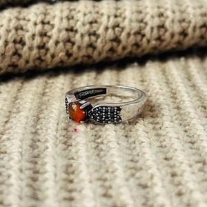 Boho Garnet <b>Solitaire</b> Brass <b>Ring</b> <b>silver</b> Plated Accent Stones Womens <b>Ring</b> For Wholesale - Product Image 5