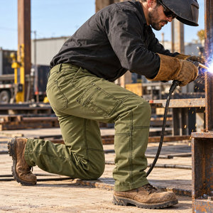 Pantalones de Trabajo Cargo Verde Oliva para Hombre, de Algodón, con Múltiples Bolsillos, Cómodos, Uniformes, de Alto Rendimiento, Resistentes al Fuego, para Soldadura - Product Image 6