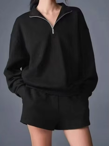 Sudadera Deportiva de Invierno-Primavera con Logotipo de Letras - Corte Holgado - Unisex - Conjunto con Cierre de 1/4 - Product Image 5