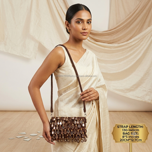 Handmade Elegant <b>Beaded</b> <b>Mirror</b> Work Flap Bag Tassel Wide Strap Crossbody Shoulder Bag Indian Embroidered Party Evening Wedding - Product Image 2