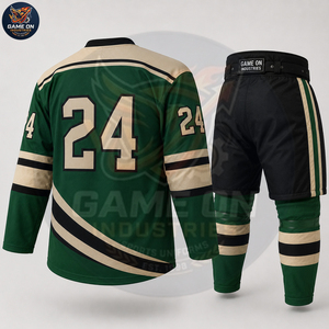 Pro Team Sportswear Breathable Sublimation Oem Odm Supplier New Trendy Custom Green Black Ice Hockey Jersey And Pants Sets - Product Image 3