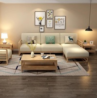 Modernes Massivholz-Stoffsofa-Set für 6 Personen, L-förmig, Höhenverstellbar, Anpassbare Größe und Farbe, für Wohnzimmer und Apartments, Premium-Qualität