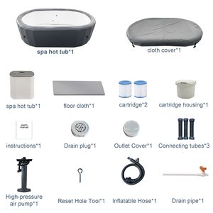Vasca Idromassaggio Gonfiabile Ovale Portatile per 2 Persone con 180 Getti a Bolle, Copertura, Cartucce Filtranti e Pompa per un'Esperienza di Bagno Rilassante - Product Image 4