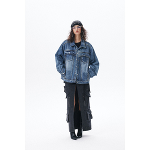 New Fashion Retro Wash Windproof 100% Cotton Winter Women's Loose Zipper <b>Denim</b> <b>Jacket</b> - Product Image 3