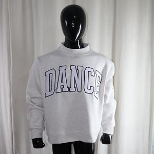 Sweat-shirt à col montant gris cendré DANCE, 100% coton, avec broderie appliquée blanche, col large, URBAN PRODUCTIONS - Product Image 2