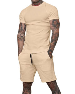 Ensemble deux pièces décontracté pour homme, survêtement d'été, t-shirt à capuche et short assorti, 100% coton respirant, séchage rapide, délavé à l'acide - Product Image 4