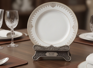 Support à assiettes artisanal en argent sur mesure, style antique, design vintage, parfait pour le rangement de la vaisselle et pour les hôtels et restaurants - Product Image 4
