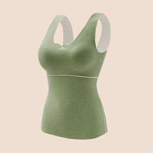 Camiseta sin mangas de punto con cuello en V para mujer, color beige, transpirable, estilo minimalista, mezcla de algodón y spandex, longitud regular - Product Image 4