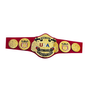 Cinturón de Campeonato de Lucha Libre en Parejas de EE. UU., Cinturón de Título de Lucha Libre Personalizado de Alta Calidad para Coleccionistas, Diseño Rojo Exclusivo - Product Image 6