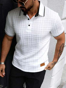 Men's Casual Commuter Patch-Up <b>Half</b> Placket Polo <b>Shirt</b> t <b>Shirt</b> For Men - Product Image 1