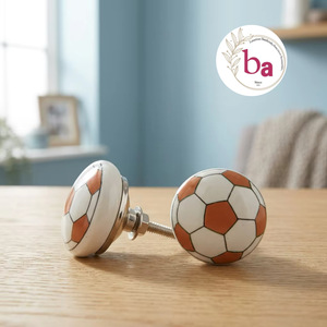 Ba <b>Ceramic</b> Football <b>Knob</b> Cabinet Handle for Kitchen Bedroom Bathroom Use Durable Eco-Friendly Easy Installation Modern Design - Product Image 1
