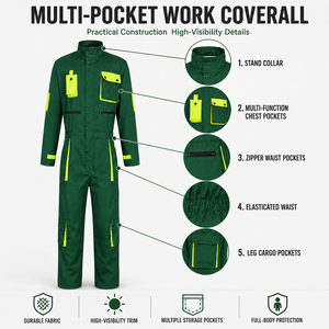 Combinaison de travail pour homme avec logo personnalisé OEM, durable, respirante, en tissu sergé de coton, multi-poches, pour l'entretien industriel en usine - Product Image 5