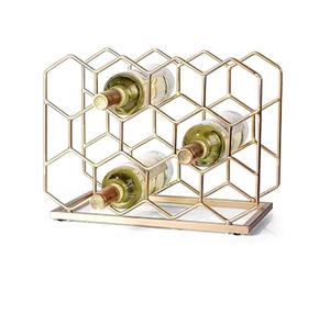 Porte-bouteilles à vin de table plaqué or de haute qualité, style vintage, sur pied, pour événements et clubs - Product Image 1