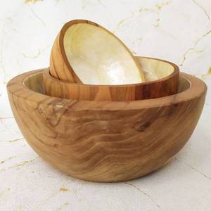Tazón de Madera Natural Hecho a Mano con Interior Esmaltado de Concha de Perla, Tazón de Servir de Madera de Coco Premium, Plato Decorativo para Ensaladas - Product Image 6