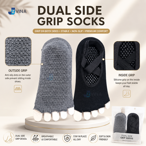 Custom LOGO Dual Side <b>Grip</b> <b>Socks</b> 5 Toe Non-Slip Yoga Anti-Slip Breathable Comfortable Indoor Gym Barre Pilates Free Design - Product Image 1