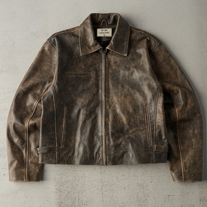 Chaqueta Bomber de Cuero Genuino Impermeable para Hombre MANWA, Cuello Alto, Cierre de Cremallera, Color Sólido, Largo Regular, Estilo Vintage, Ropa de Invierno - Product Image 1