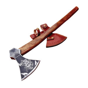 Burraq 19" 4 1/2in Custom Handmade Carbon Steel Tomahawk <b>Axe</b> Rosewood Handle Leather Hunting <b>Camping</b> DIY Industrial Outdoor - Product Image 1