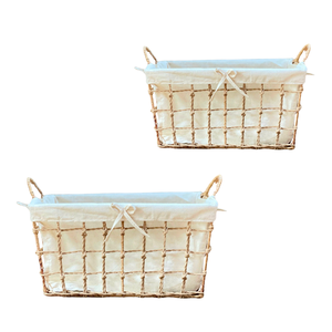 High-Quality Natural Water Hyacinth Seagrass Rattan Bamboo <b>STORAGE</b> <b>BASKET</b> with Frame and Cotton Liner Wholesale - Product Image 1
