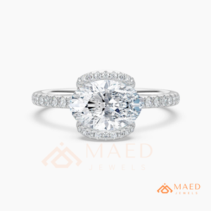 925 Sterling Silver Oval Cut Moissanite Halo Engagement Ring Pave Wedding Band Luxury Bridal Jewelry <b>Gift</b> for Women USA Trending - Product Image 5