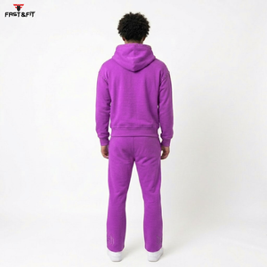 Custom Design <b>Men's</b> Slim Fit 100% Cotton Windproof Solid Color Tracksuit for Fitness Wear Made in Pakistan - Product Image 2