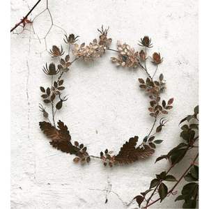 Guirnalda de pared de metal hecha a mano, guirnalda floral de hojas de cobre rústicas, escultura de hierro para decoración del hogar, bodas, fiestas de Navidad, bricolaje - Product Image 1