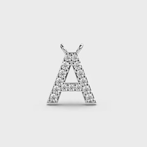 Custom Unique Design Rhodium Plated Silver Alphabet Pendant with Claw Setting Hip Hop Style Men's Necklace Without Chain - Product Image 3