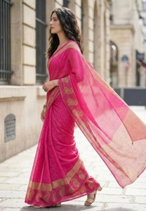 Sari de Georgette con Estampado Paisley KV para Uso Diario con Blusa sin Coser - Product Image 3