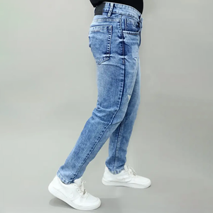 Jeans bleus stretch de qualité supérieure pour hommes, best-seller, taille mi-haute, marque Gex. - Product Image 2