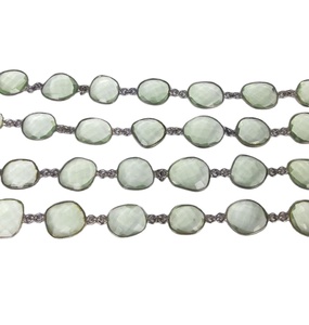 Nanplanetsilver véritable pierre précieuse améthyste verte taille 14-18mm oxydé plaqué lunette connecteur chaîne en laiton métal chaîne PBC-5 - Product Image 2