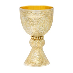 ถ้วยศักดิ์สิทธิ์สีเงินสีทองกำลังเป็นที่นิยม สามารถปรับแต่งด้วยลายสลักได้ ถ้วยศักดิ์สิทธิ์ทำด้วยมือจากทองเหลืองคุณภาพสูง อุปกรณ์สำหรับโบสถ์ - Product Image 1