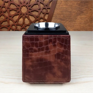 Brûleur d'encens en cuir de luxe, brûleur d'oud arabe moderne, brûleur de bakhoor portable, logo personnalisé, Mubkhar carré, décoration parfumée pour la maison, Mubkhar - Product Image 6