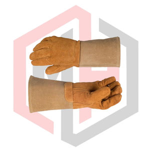 Gants de soudage TIG orange en cuir de porc, antidérapants, sans silicone, polyester enduit de nitrile lisse, anti-coupure, anti-statique, résistants à la chaleur - Product Image 6