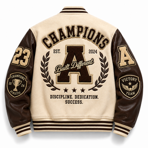 OEM Custom College Varsity <b>Jacket</b> Heavyweight Wool <b>Leather</b> Letterman <b>Jacket</b> Chenille Patch Embroidered Streetwear Bomber <b>Jacket</b> - Product Image 2