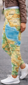 Leggings con mapa del mundo del Estrecho de Hormuz – Ropa deportiva con estampado geográfico de Oriente Medio y logotipo personalizado - Product Image 5